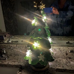 18&quot; Light Up Christmas Tree, 18&quot; Indoor Ceramic Lighted Christmas Tree, Lighted Christmas Green Tree, Light Up Tree Decoration,  Mint