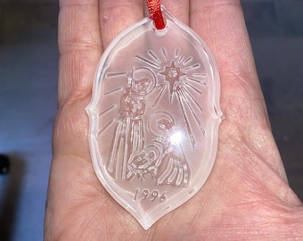 Vintage Waterford Crystal Christmas 1996 Ornament, Waterford 1996 Nativity Ornament, Waterford Holy Family 1996 Christmas Ornament