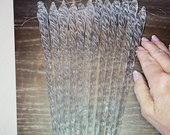 12 Glass Icicle 10&quot; Ornaments, Handcrafted Twisted Glass Icicles, Christmas Icicle Ornaments, Spiral Glass 10&quot; Ornaments, Set of 12, in Box