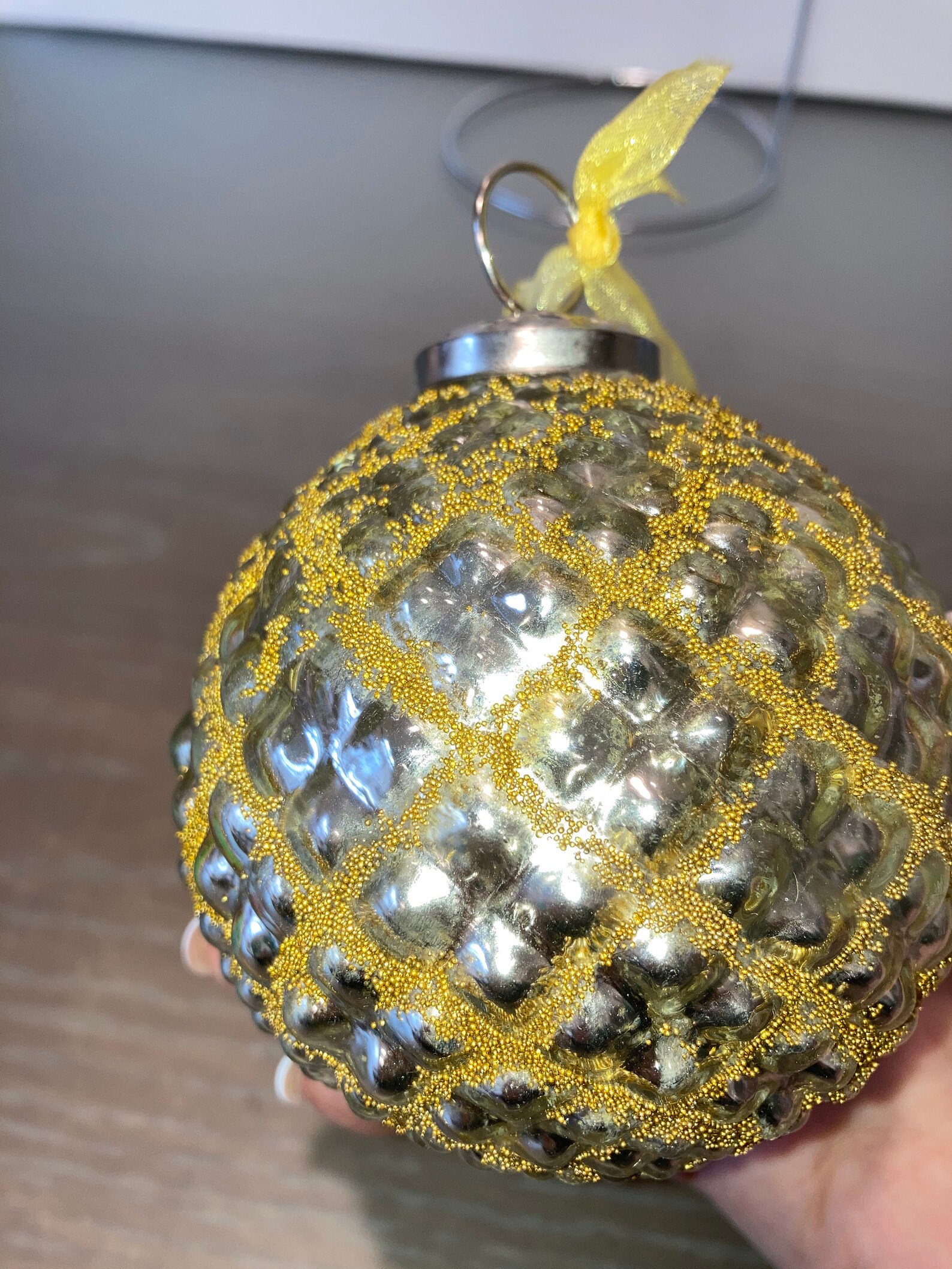 Large Kugel Ornament Mercury Glass Silver Bumpy Ornament Etsy