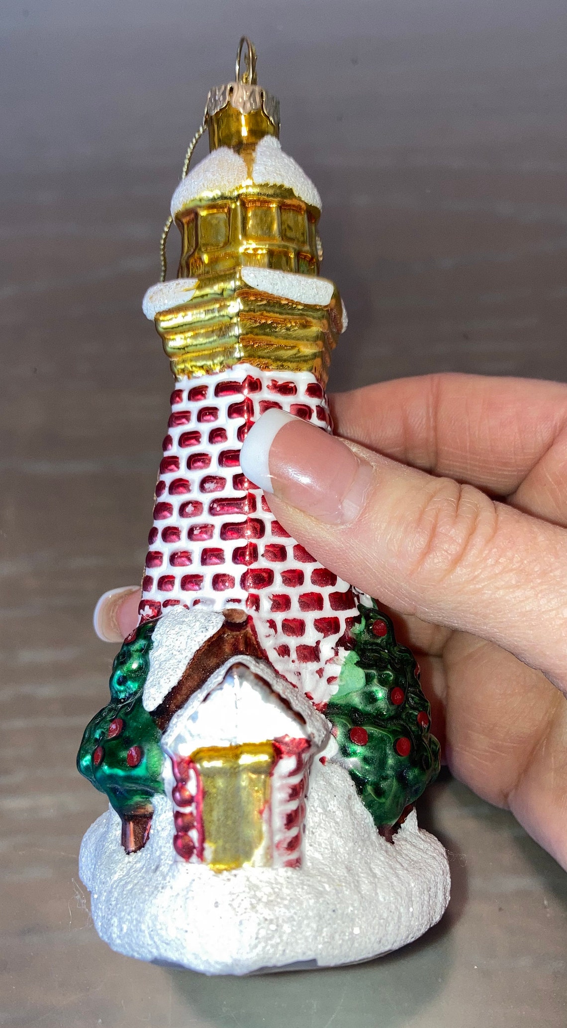 Blown Glass Lighthouse Ornament Lighthouse Ornament Glass Etsy