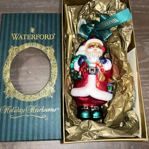 Vintage Waterford Heirlooms Santa Christmas Ornament, Waterford 1998 Santa 1st Edition Ornament, Waterford 103566 Ornament, New in Box