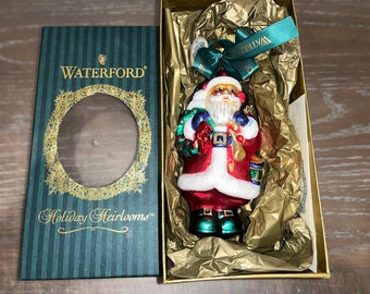 Vintage Waterford Heirlooms Santa Christmas Ornament, Waterford 1998 Santa 1st Edition Ornament, Waterford 103566 Ornament, New in Box