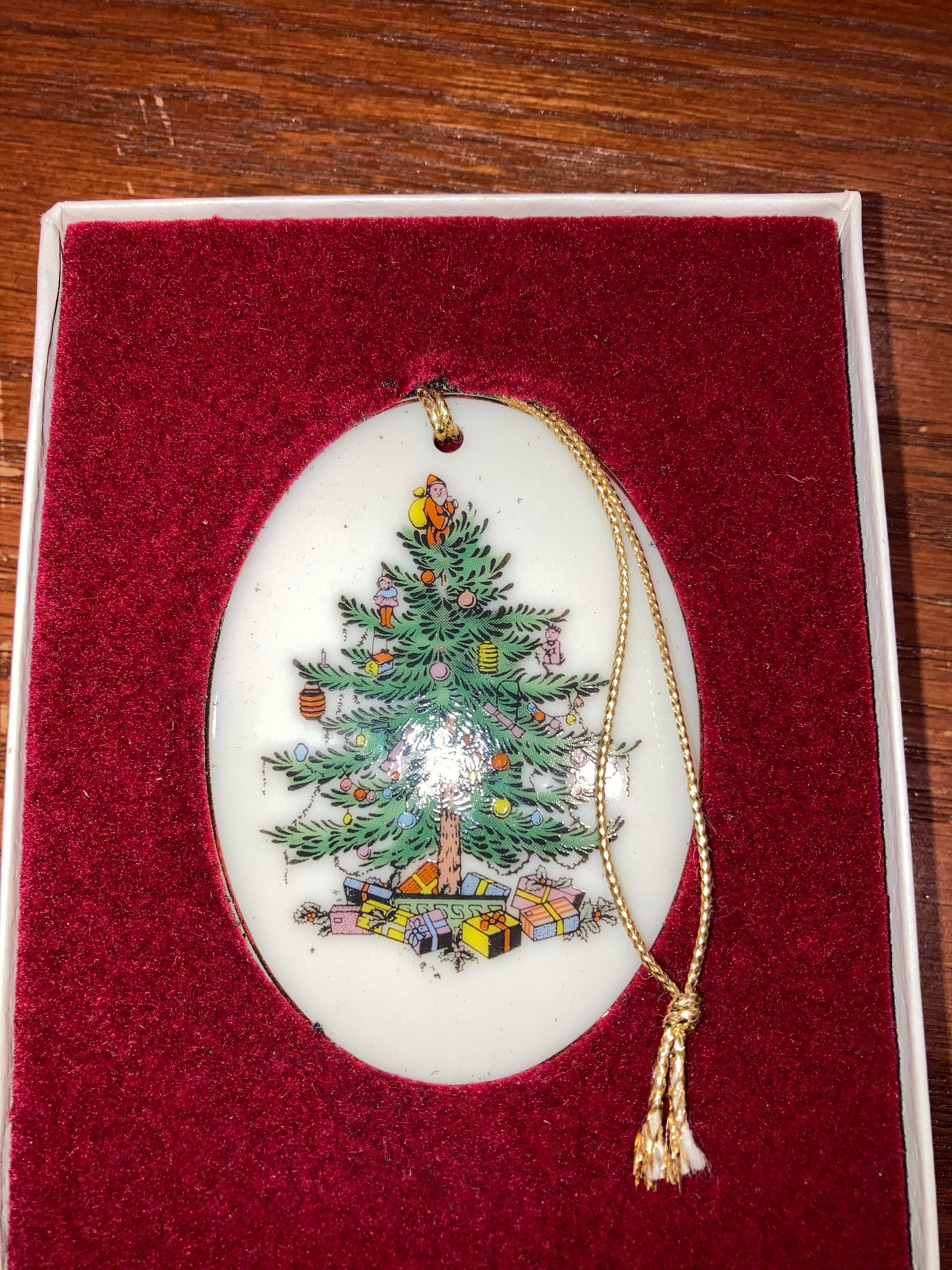 Vintage Spode Christmas Tree Ornament Spode Happy Holidays Etsy