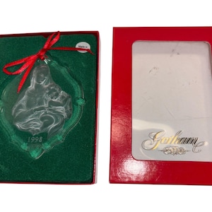 Gorham 1998 Madonna and Child Ornament, Vintage Gorham 1998 Mother and Child Ornament, Gorham Christmas Crystal Madonna, in the Box