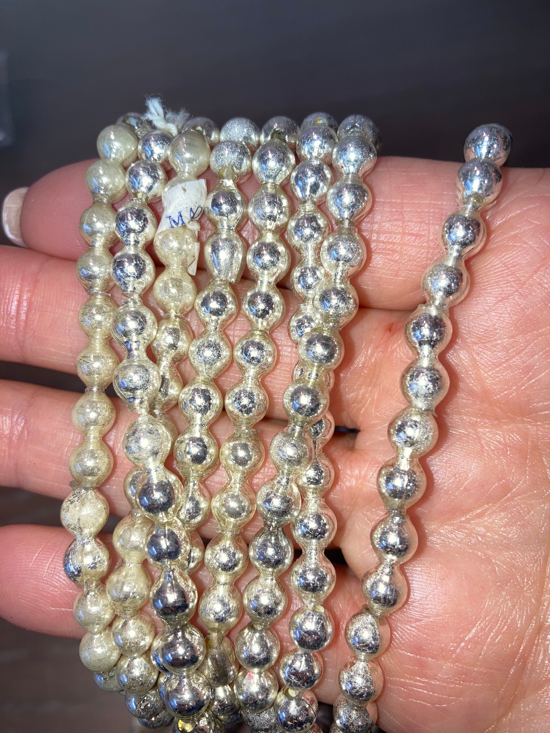 82 Vintage Mercury Glass Beads Silver Mercury Glass Etsy