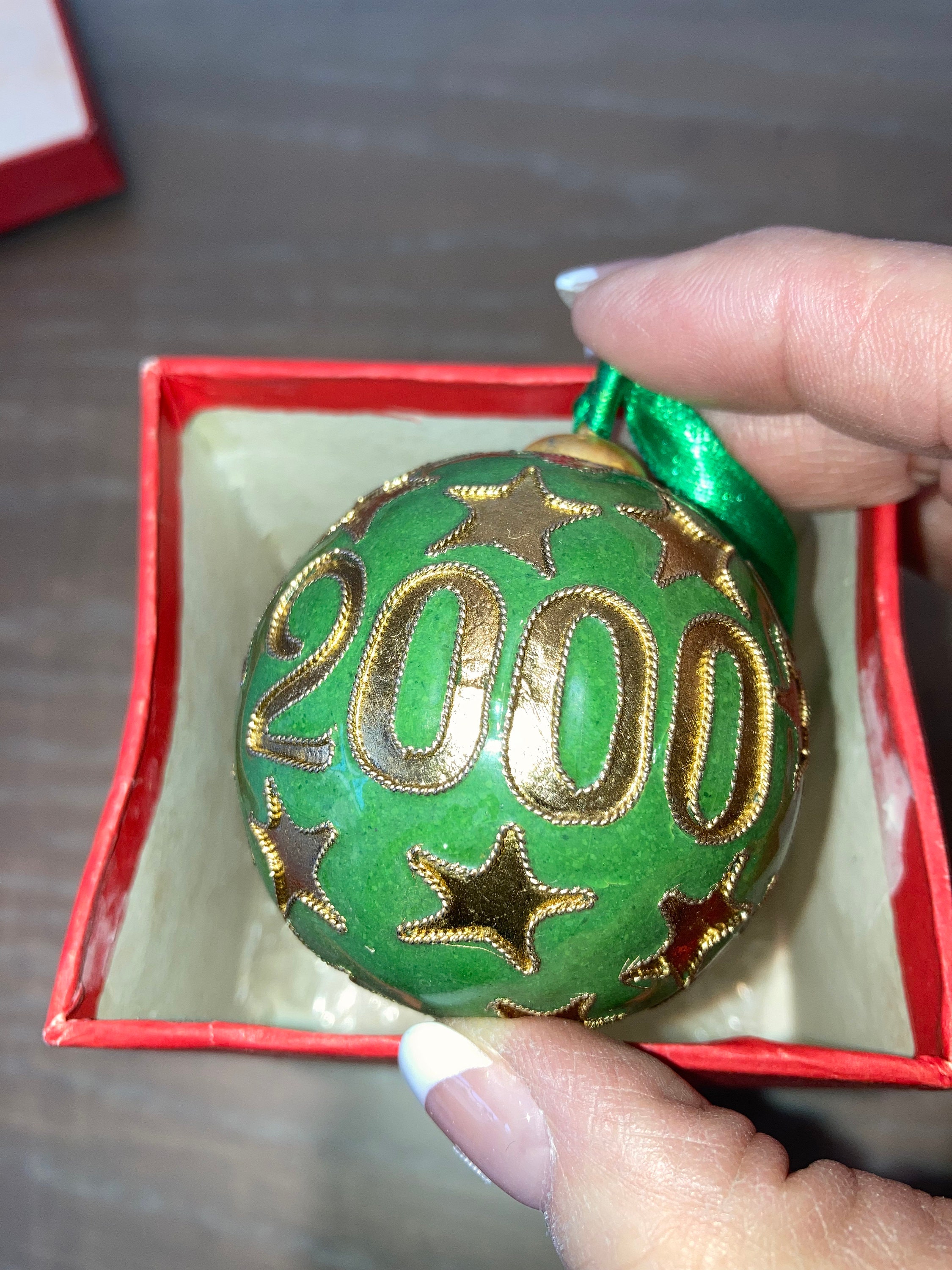 Pier One 2000 Ornament Cloisonne 2000 Ornament Green Gold Etsy