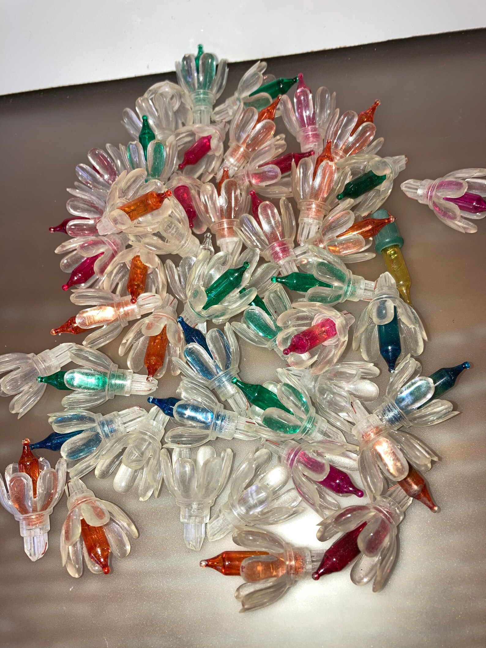 48 Light Reflectors Christmas Tree Light Flowers Clear Flower Etsy