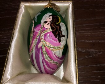 Li Bien Pink 2014 Angel Christmas Ornament, Li Bien Pink Teardrop Angel 2014 Ornament, Li Bien 2014 Hand Painted Pink Angel Ornament