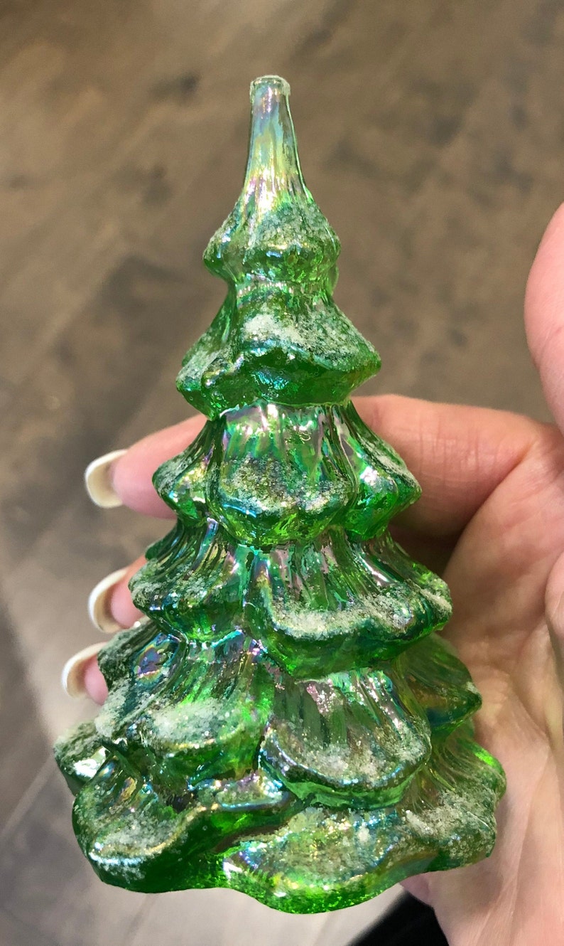 Fenton Iridescent Green Christmas Tree Vintage Fenton Etsy