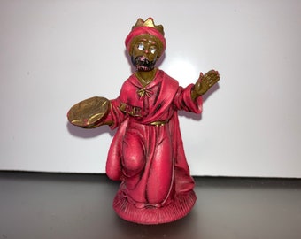 Vintage Italian Nativity King, Red Nativity King Italy, Italian King Figure Plastic, 3 1/2" King Nativity figure