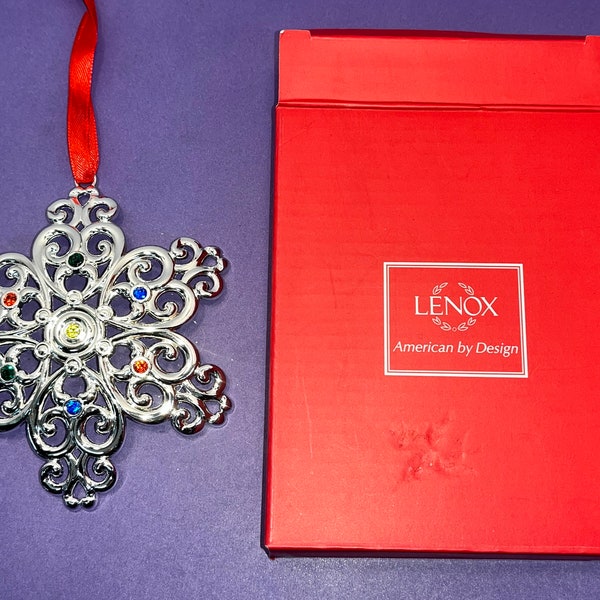 Vintage Lenox Snowflake Ornament, Lenox Sparkle and Scroll Snowflake Ornament, Lenox Silver Snowflake Rhinestone Ornaments, New in Box