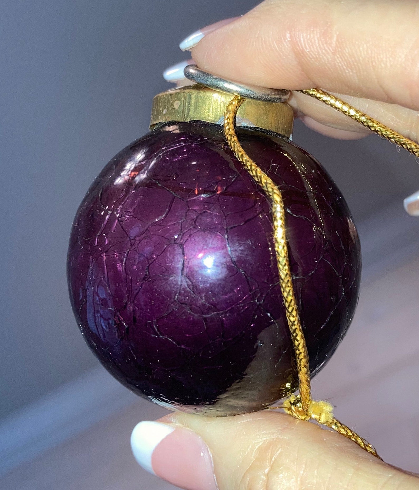Vintage Kugel Purple Ornament Purple Crackle Glass Round Etsy