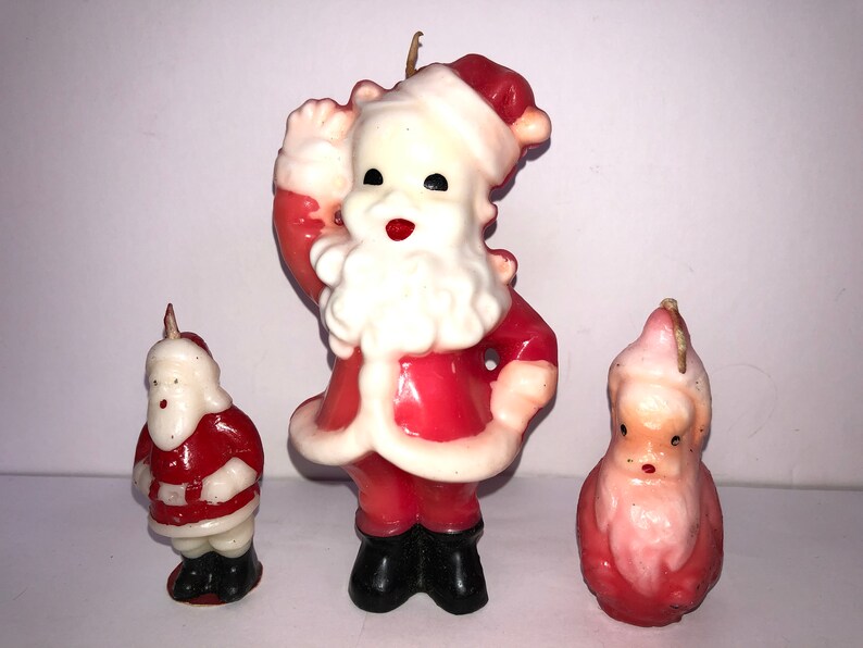 3 Vintage Santa Claus Candles Vintage 5 1/2 Santa Etsy