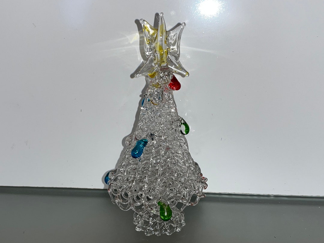 Spun Glass Tree With Ornaments Art Glass Trees Spun Glass Etsy