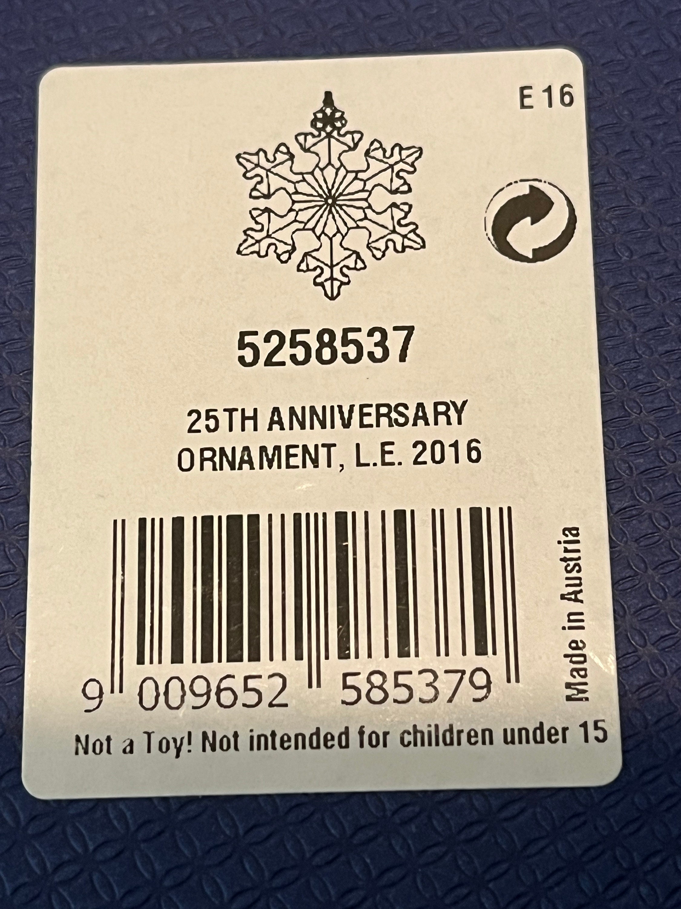 Swarovski Crystal 25th Anniversary Ornament, Swarovski Iridescent