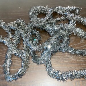 15&#39; Vintage Silver Tinsel Garland, Fine Silver Tinsel Garland, Metallic Silver Tree Tinsel, Narrow Silver Tree Tinsel, Tree Garland