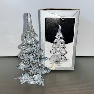 Studio Art Glass 7&quot; Christmas Tree, Vintage Glass Christmas Tree, Christmas Trees, Clear Glass Tree, Christmas Tree Display, Mint, in Box