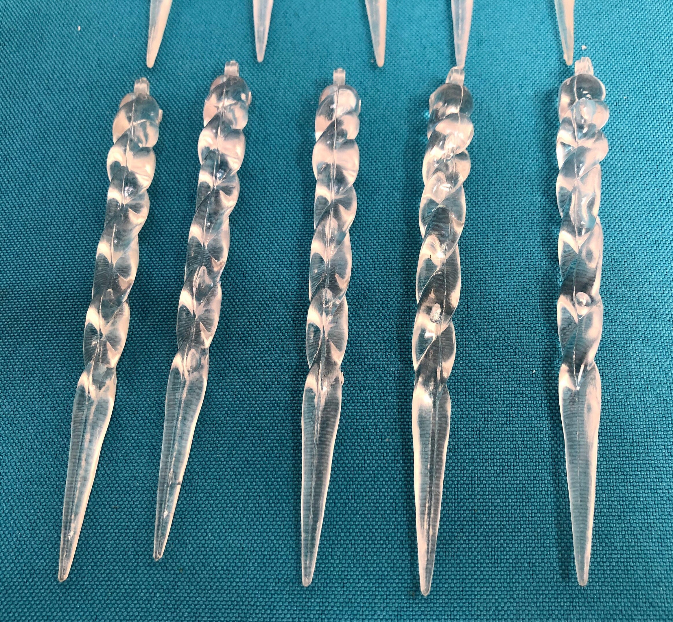 12 Vintage Twisted Icicle Ornaments Clear Plastic Spiral Etsy
