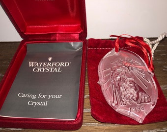 Waterford 1996 Holy Family Ornament, Waterford 1996 Nativity Ornament, Waterford Holy Family 1996 Christmas Ornament, box