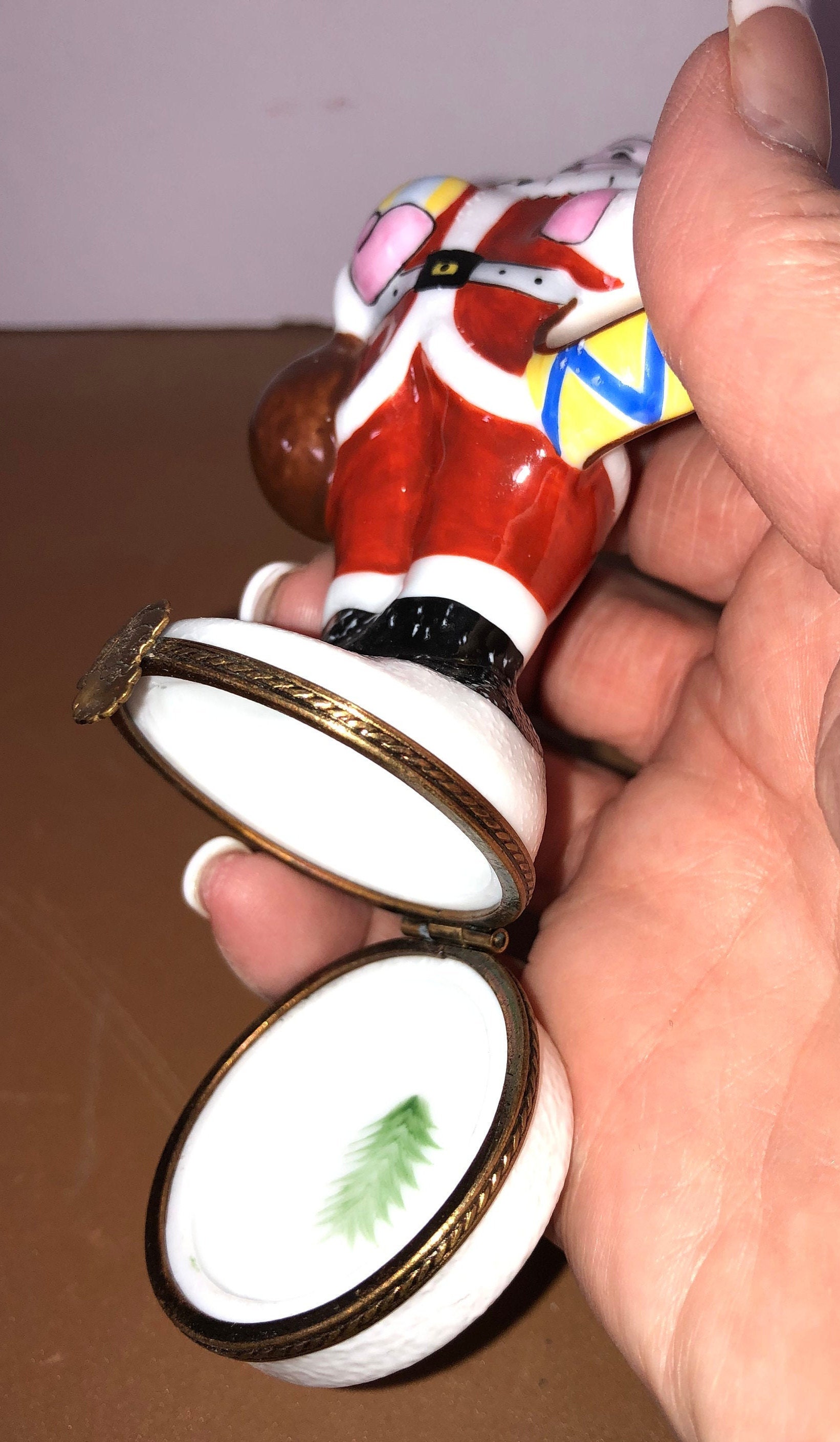 Vintage Limoges Santa Box Christmas Santa Trinket Box Peint Etsy
