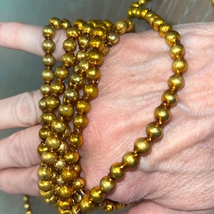 79&quot; Vintage Mercury Glass Beads, Gold Mercury Glass Bead Garland, 3/16&quot; Gold Mercury Glass Bead Strands, Japan Mercury Beads, Good