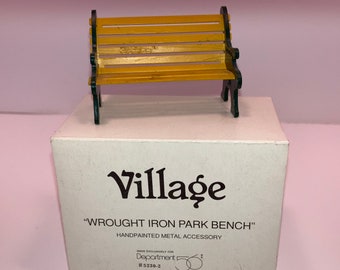 Vintage Dept 56 52302, Dept 56 Wrought Iron Park Bench, Dept 56 Park Bench, Dept 56 Bench, Dept 56 Wooden Park Bench, New, in Box