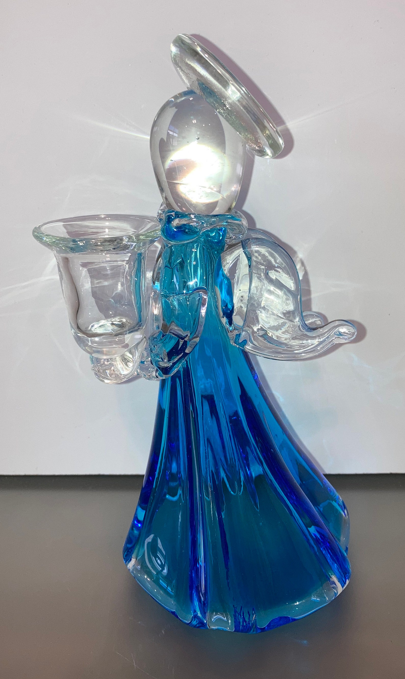 Vintage Murano Glass Angel Aqua Blue Glass Angel Candle Etsy