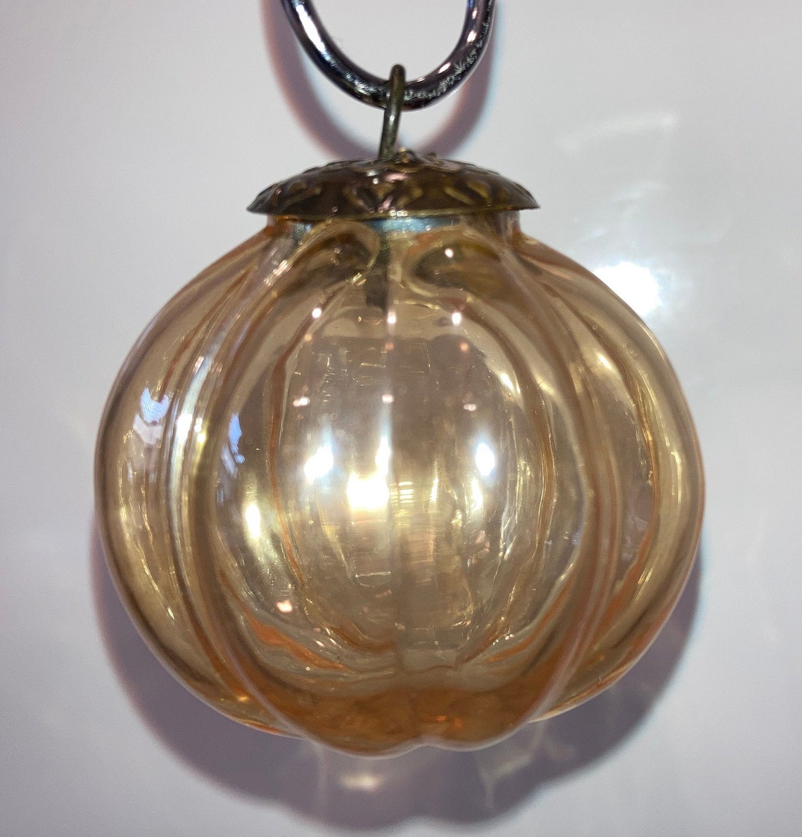 Vintage Kugel Glass Ornament Gold Tint Glass Ornament Gold Etsy