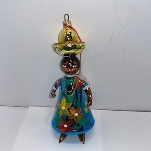 Vintage De Carlini Ethnic Woman Ornament, Vetro Artistico Murano Ornament, Signed Italy Ornament, De Carlini Murano Collaboration Ornament