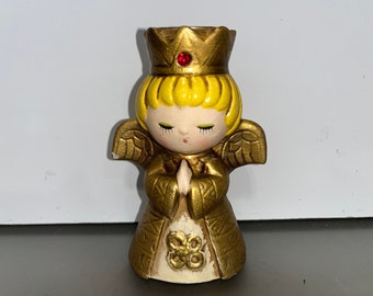 Vintage Ardco Japan Candle Head Figure, Ardco Japan Gold Angel Candle Head, Gold Trimmed Angel Candle Holder, Angel Taper Candle Holder,Good