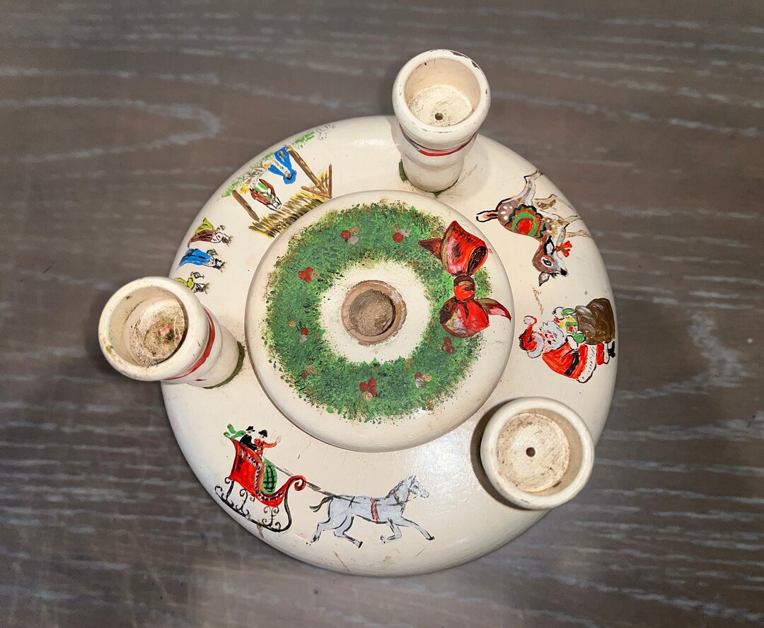 Vintage German 4 Candle Holder German Painted Candle Display Etsy