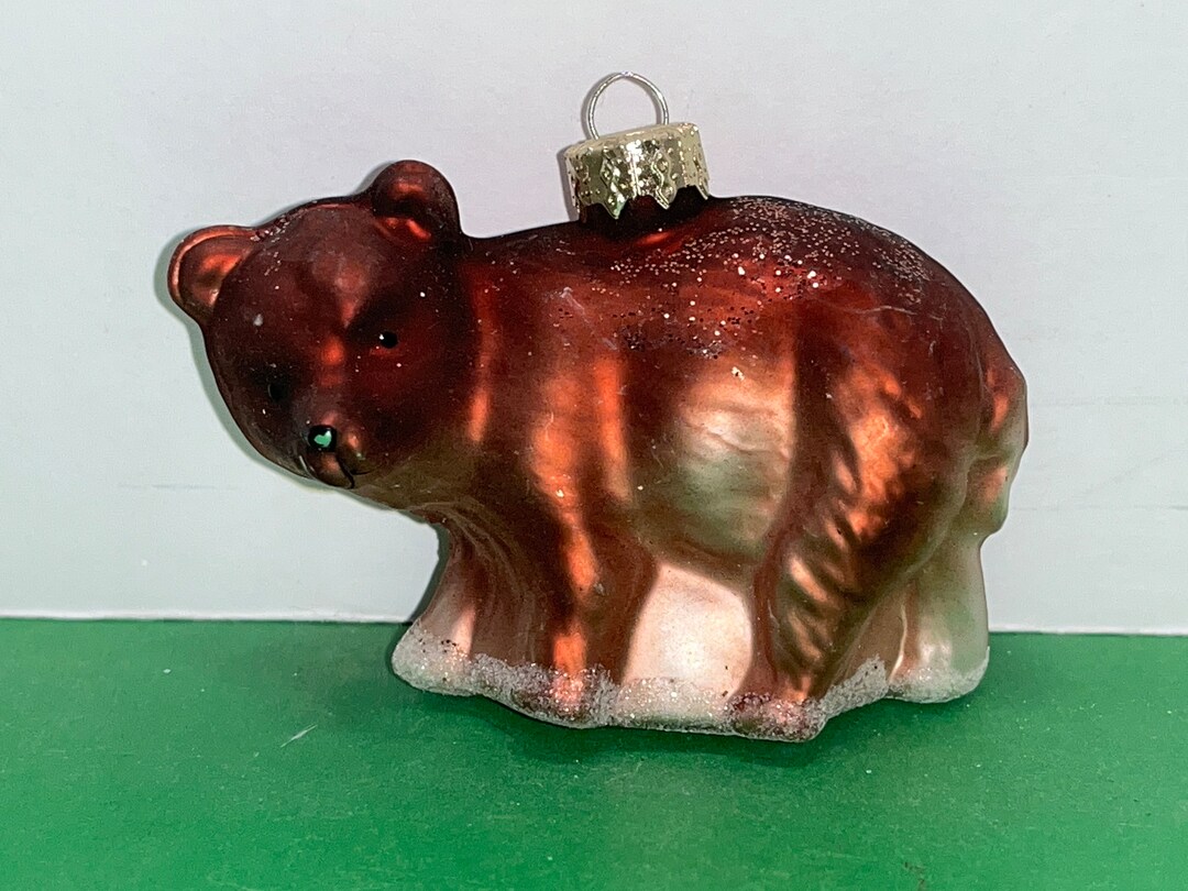 Vintage Brown Bear Ornament Blown Glass Bear Ornament Mini Etsy