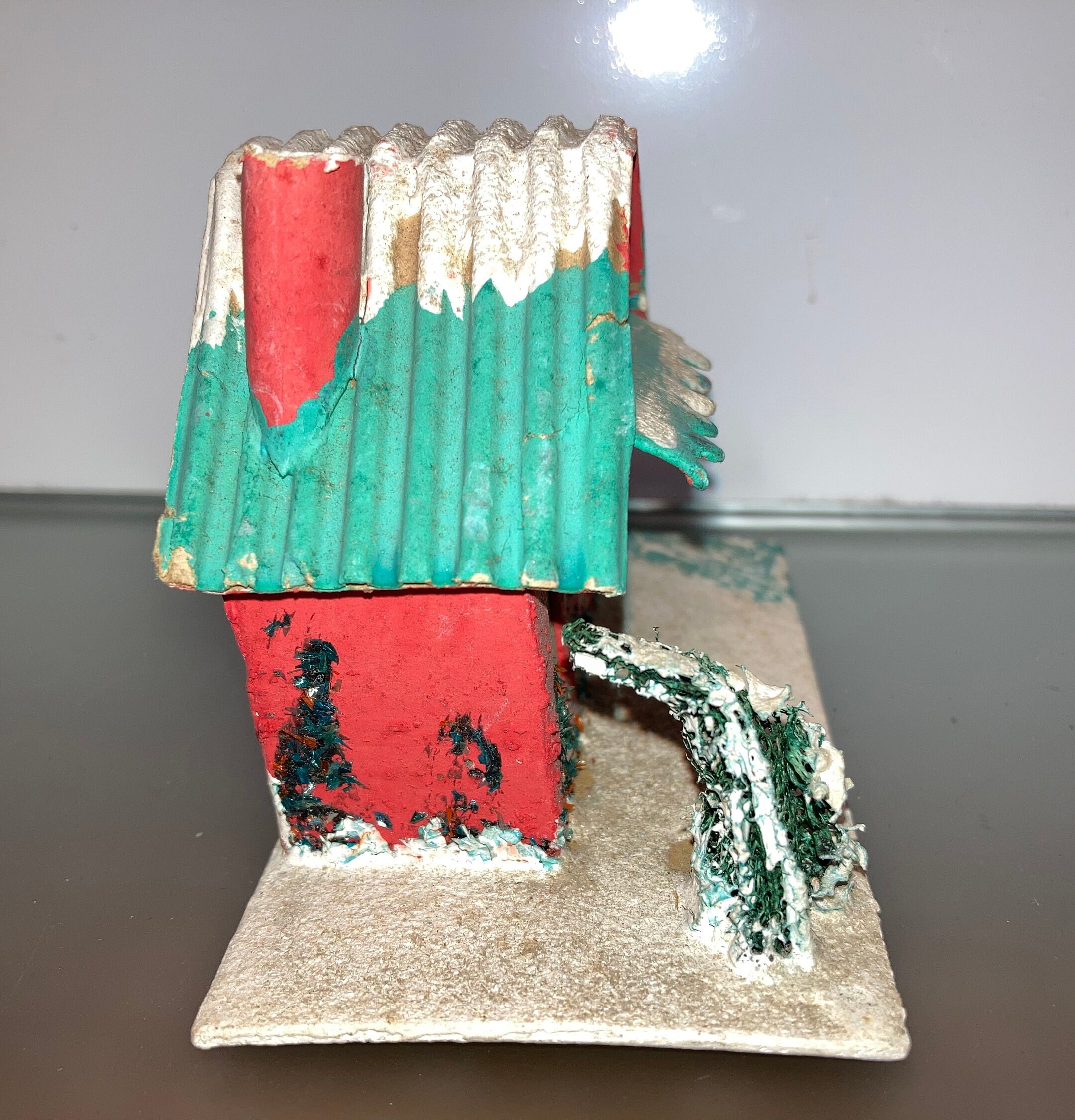 Vintage Red Putz House Cardboard Mica House Vintage Putz Etsy
