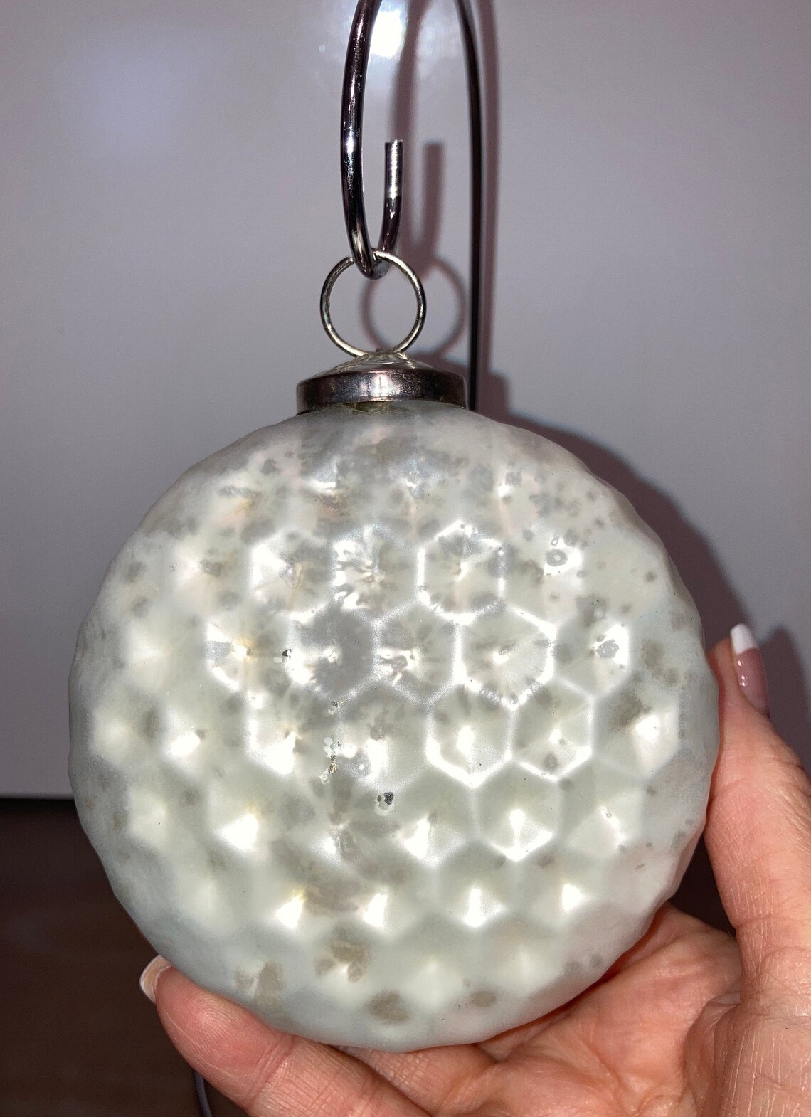 Large Kugel Ornament White Mercury Glass 4 Ornaments Etsy
