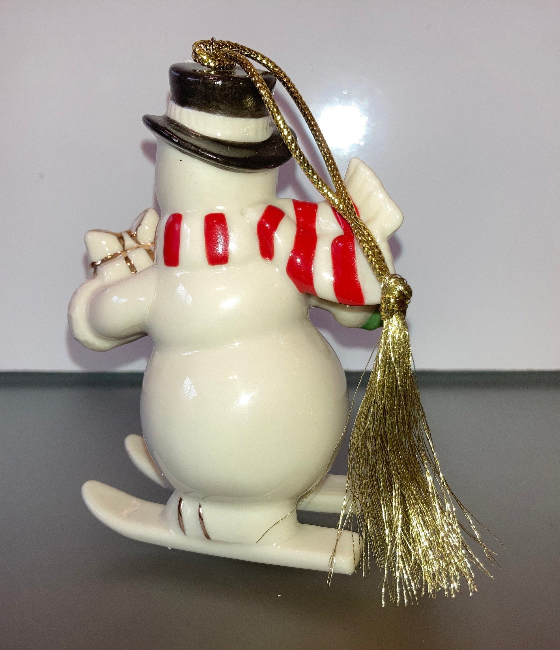 Vintage Lenox Snowman Tree Ornament Lenox Snowman on Skis Etsy