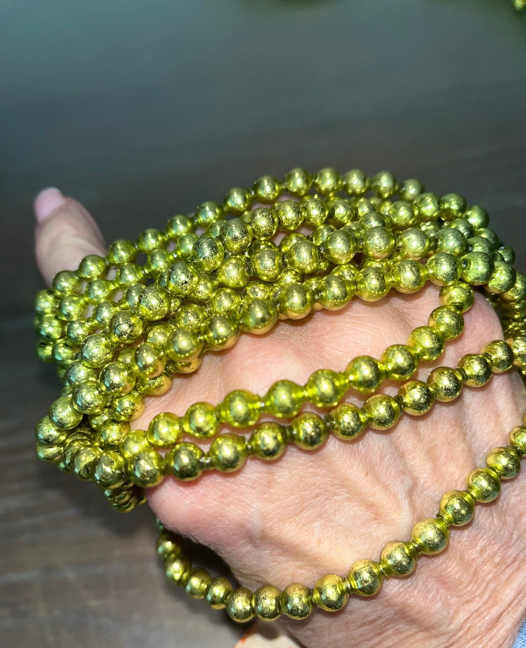 108 Vintage Mercury Glass Bead Garland Chartreuse Green Etsy