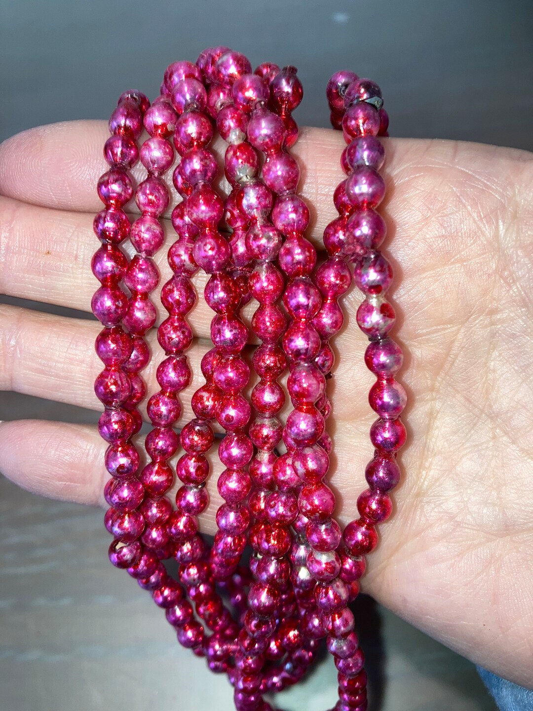 101 Vintage Mercury Glass Beads Fuchsia Mercury Glass Etsy