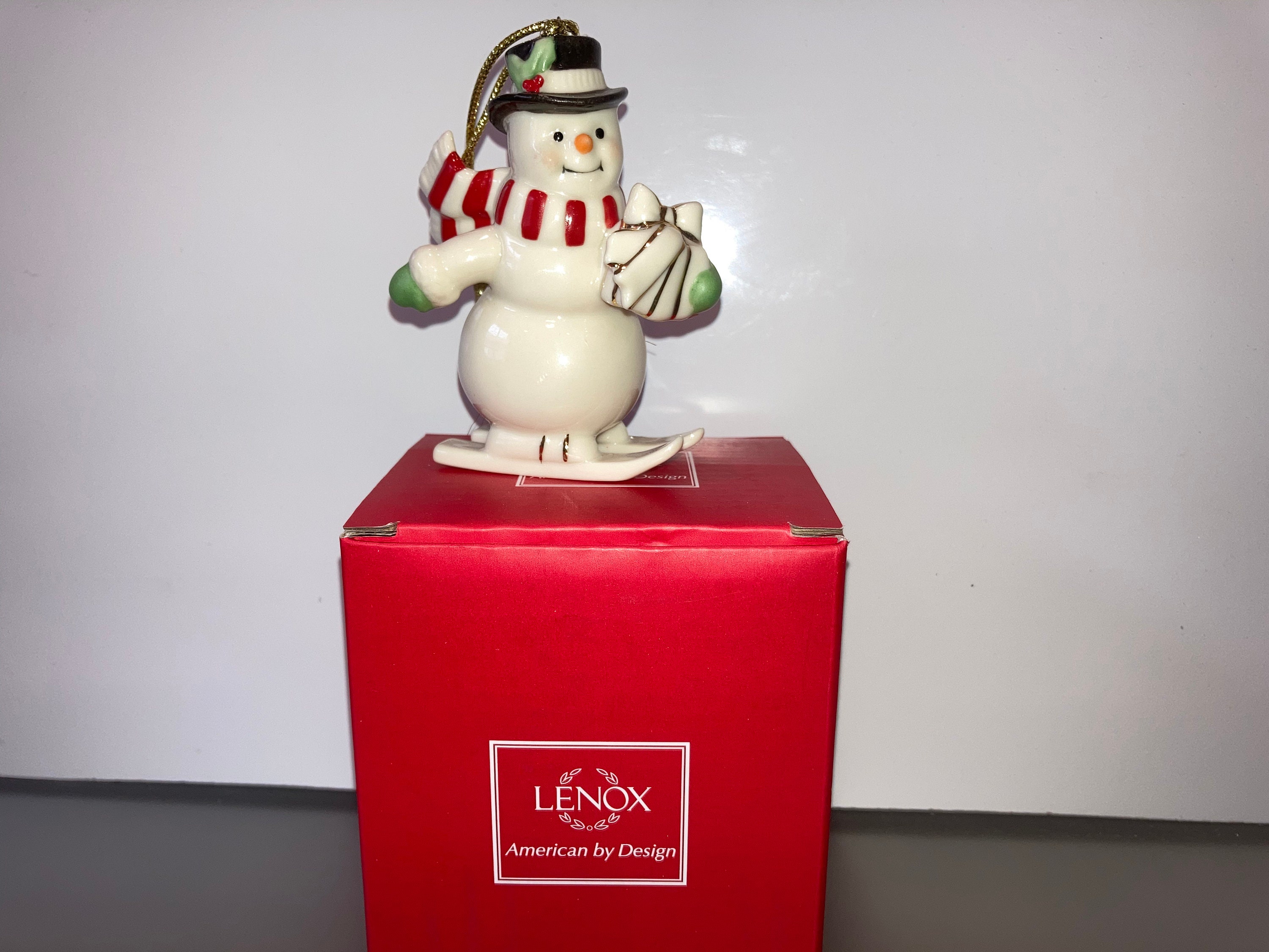Vintage Lenox Snowman Tree Ornament Lenox Snowman on Skis Etsy