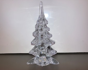 Studio Art Glass 6&quot; Christmas Tree, Vintage Glass Christmas Tree, Christmas Trees, Clear Glass Tree, Christmas Tree Display, Mint