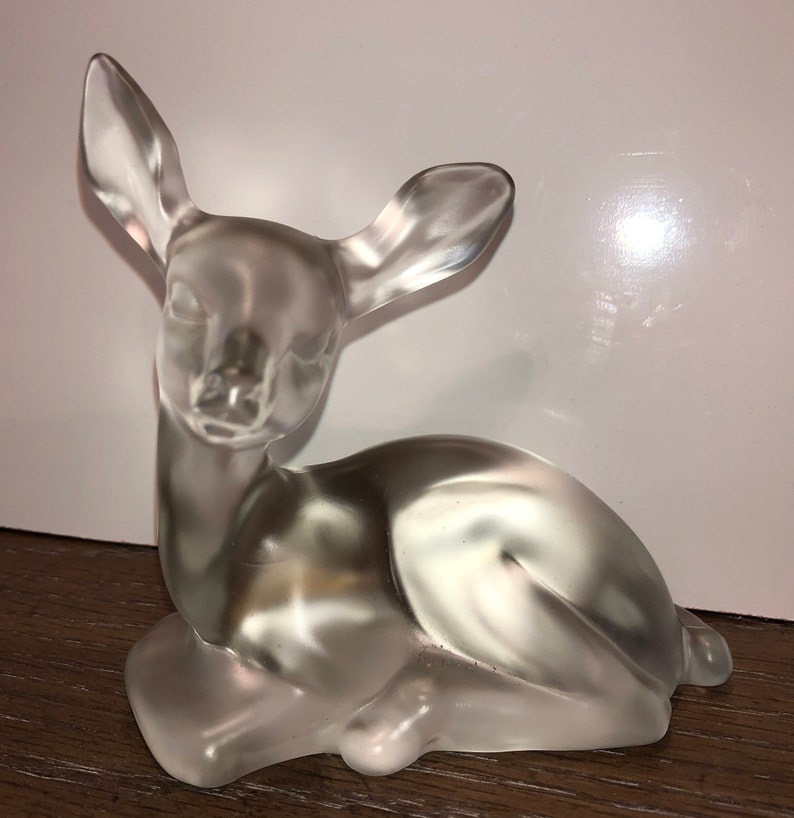 Fenton Clear Frosted Deer Figure Vintage Signed Fenton Glass Etsy