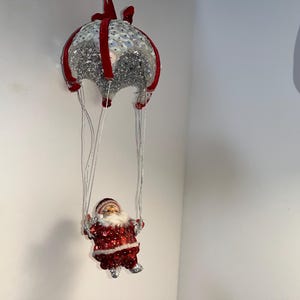 Vintage Hot Air Balloon Santa Ornament, Handmade Santa Claus Air Balloon Christmas Ornament,15&quot; Sequin Santa Ornament,Sequin Hot Air Balloon
