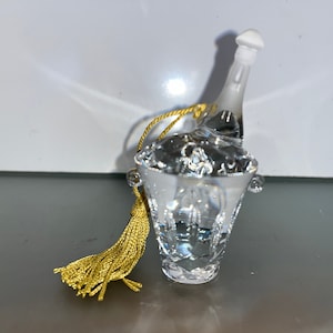 Vintage Gorham Champagne Ornament, Gorham 2000 Ornament, Gorham Crystal Champagne on Ice Ornament, Crystal Champagne Bucket Ornament, Mint