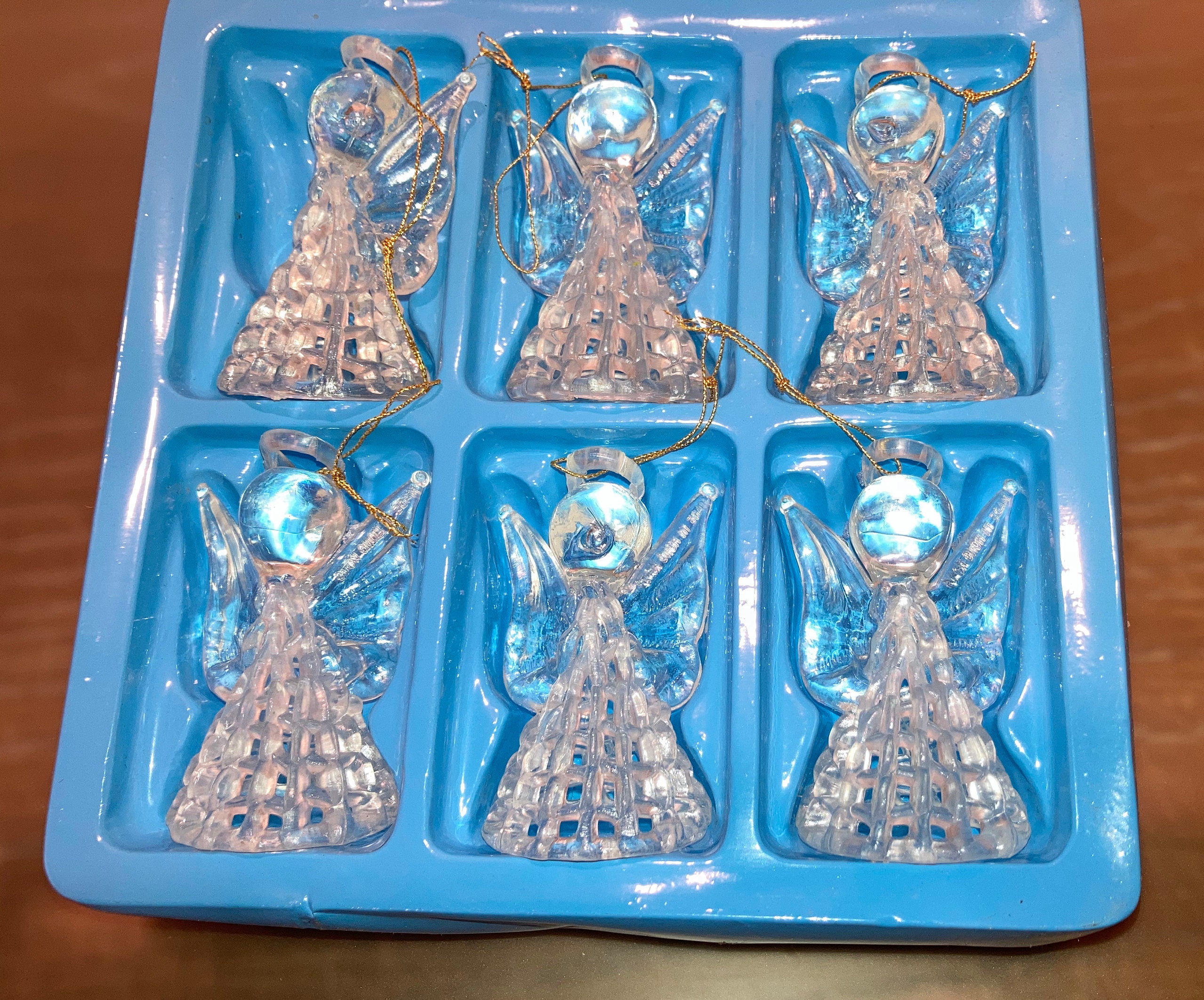 6 Vintage Angel Ornaments Crystal Angels Ornaments Plastic Etsy