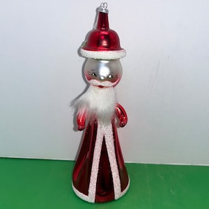 Vintage De Carlini Santa Claus Christmas Ornament, De Carlini Italy 7 1/2&quot; Santa Ornament, De Carlini Santa Ornament, Italian Glass Santa