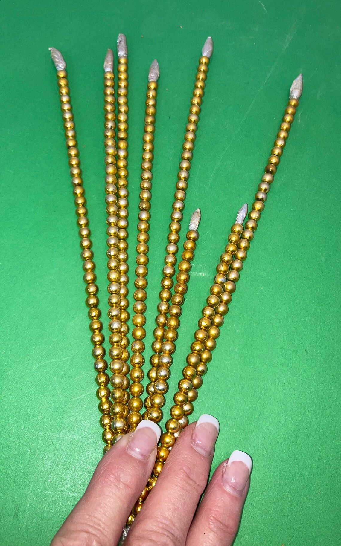 Vintage Mercury Glass Bead Spears Gold Mercury Glass Etsy