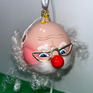 Vintage De Carlini Santa Claus Christmas Ornament, De Carlini Santa Head Ornament, Signed Italy Santa Ornament, Italy 4&quot; Santa Ornament
