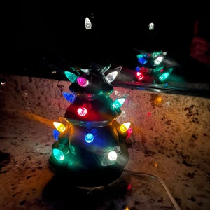 MCM Green Ceramic Tree, 8&quot; Green Light Up Christmas Tree, Lighted Green Christmas Tree, Working Light Cord, Ceramic Christmas Tree Lights