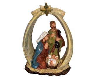 Vintage Krippe, Krippe der Heiligen Familie, Vintage 6 "Harz Krippe, Heilige Familie Decor, Excellent