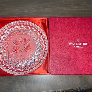 Vintage Waterford Crystal 1988 Christmas Plate, Waterford 1988, Waterford 12 Days of Christmas, Waterford 5 Golden Rings Plate, in the box